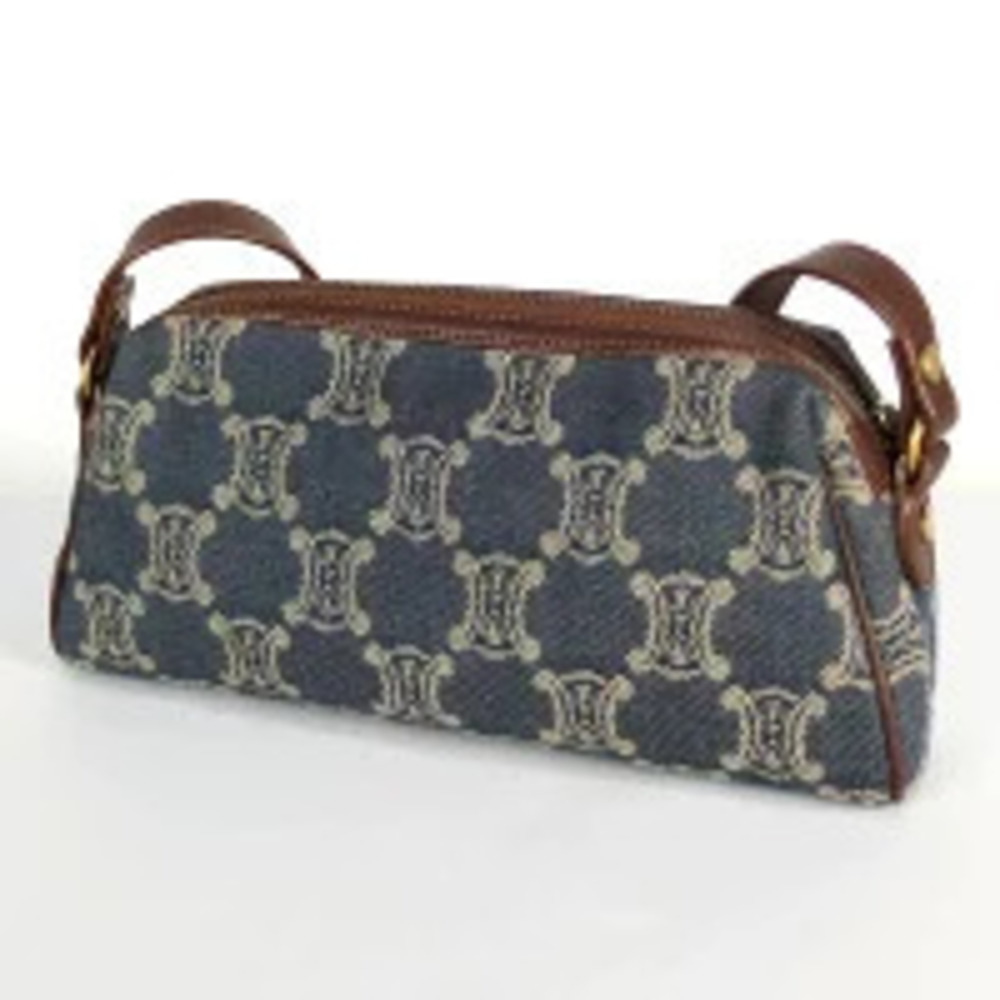 Celine blue denim Paris accessory handbag Clutch Macadam